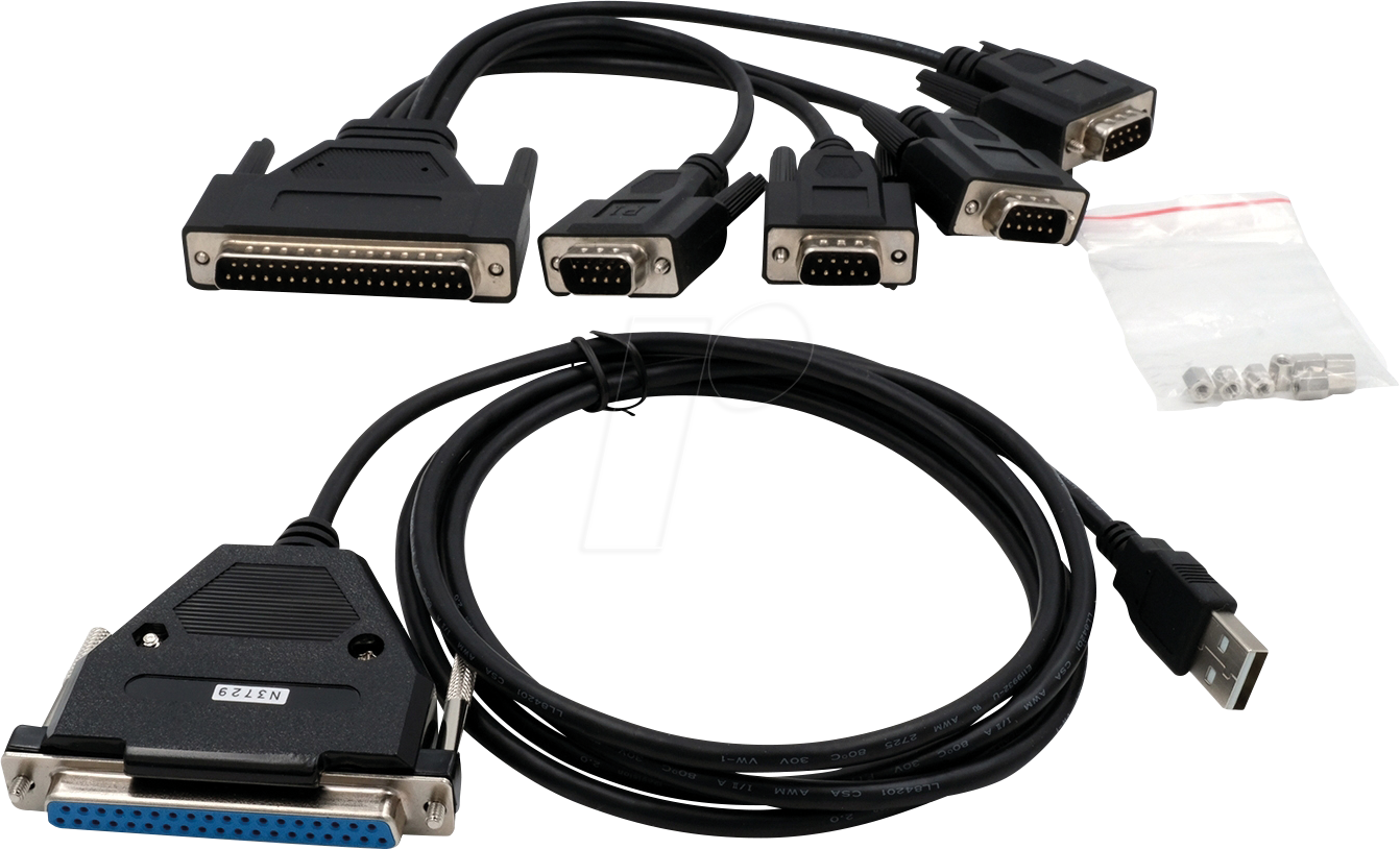 EXSYS EX1324-37P - USB 2.0 Konverter, USB-A auf 4x RS-232, 37-Pin, 1,8 m