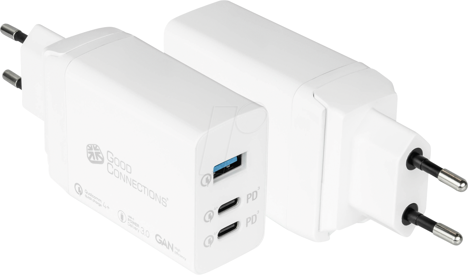 GC PCA-W007W - USB-Ladegerät, 65 W, GaN-Technologie, 2x USB-C, 1x USB-A, weiß