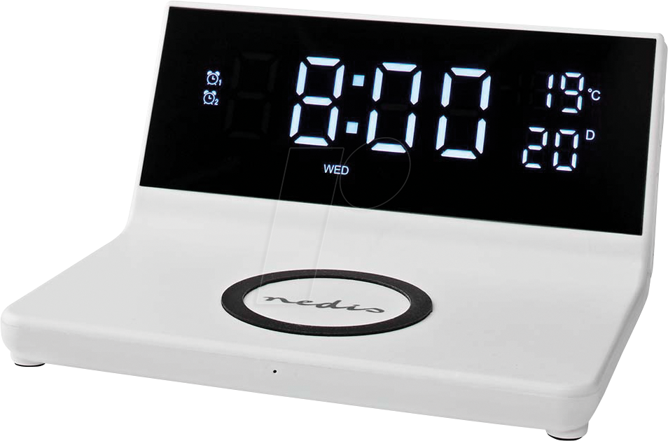 N WCACQ20WT - Wecker Kabelloses Ladegreät, USB-A Stecker, Snooze