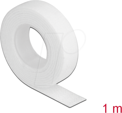 DELOCK 18375 - Klettband auf Rolle, 1 m x 13 mm, weiß