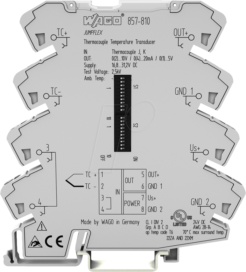 WAGO 857-810 - Temp.Messumformer - Thermoelemente Typ J, K