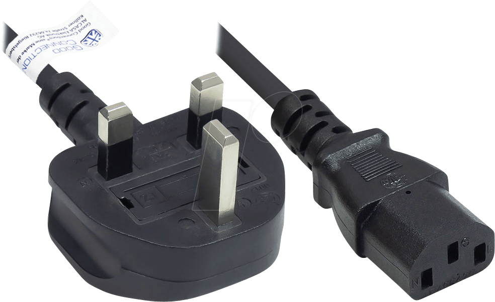 GC P7030-S018 - Netzkabel, UK Stecker, Typ G, 1,8 m, schw, C13, ASTA