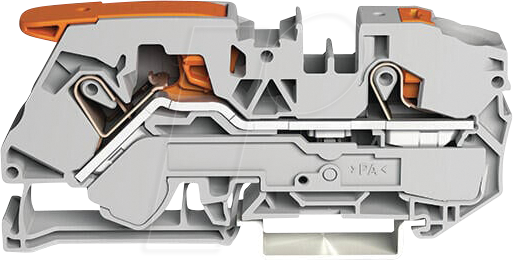 WAGO 2116-5201 - 2-Leiter-Durchgangsklemme, mit Hebel und Drücker 16 mm², grau