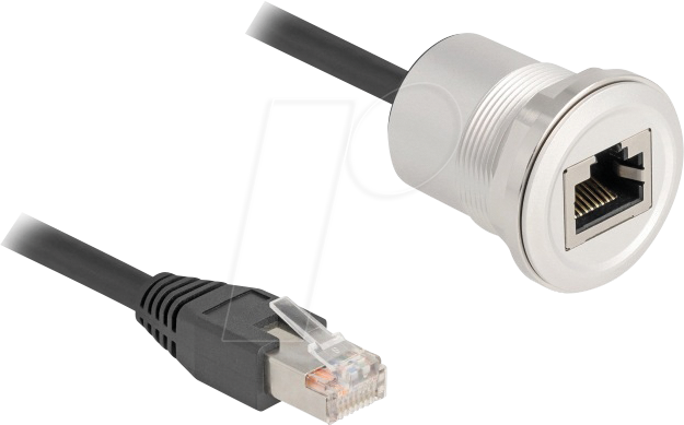 Thumbnail - DELOCK 88187 - Cat.5e RJ45 Einbaubuchse, mit Kabelpeitsche Stecker