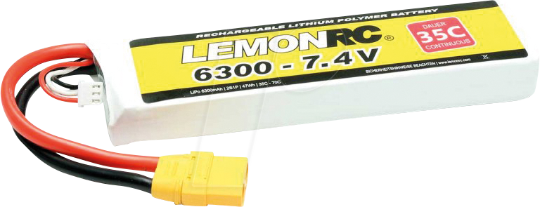 LRC 2S 6300 - LiPo Akku LEMONRC 6300 - 7.4V (35C)