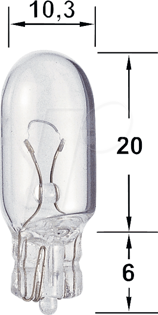 L 2503 - Glassockellampe, W2,1x9,5d, T10, 12 V, 3,0 W, weiß