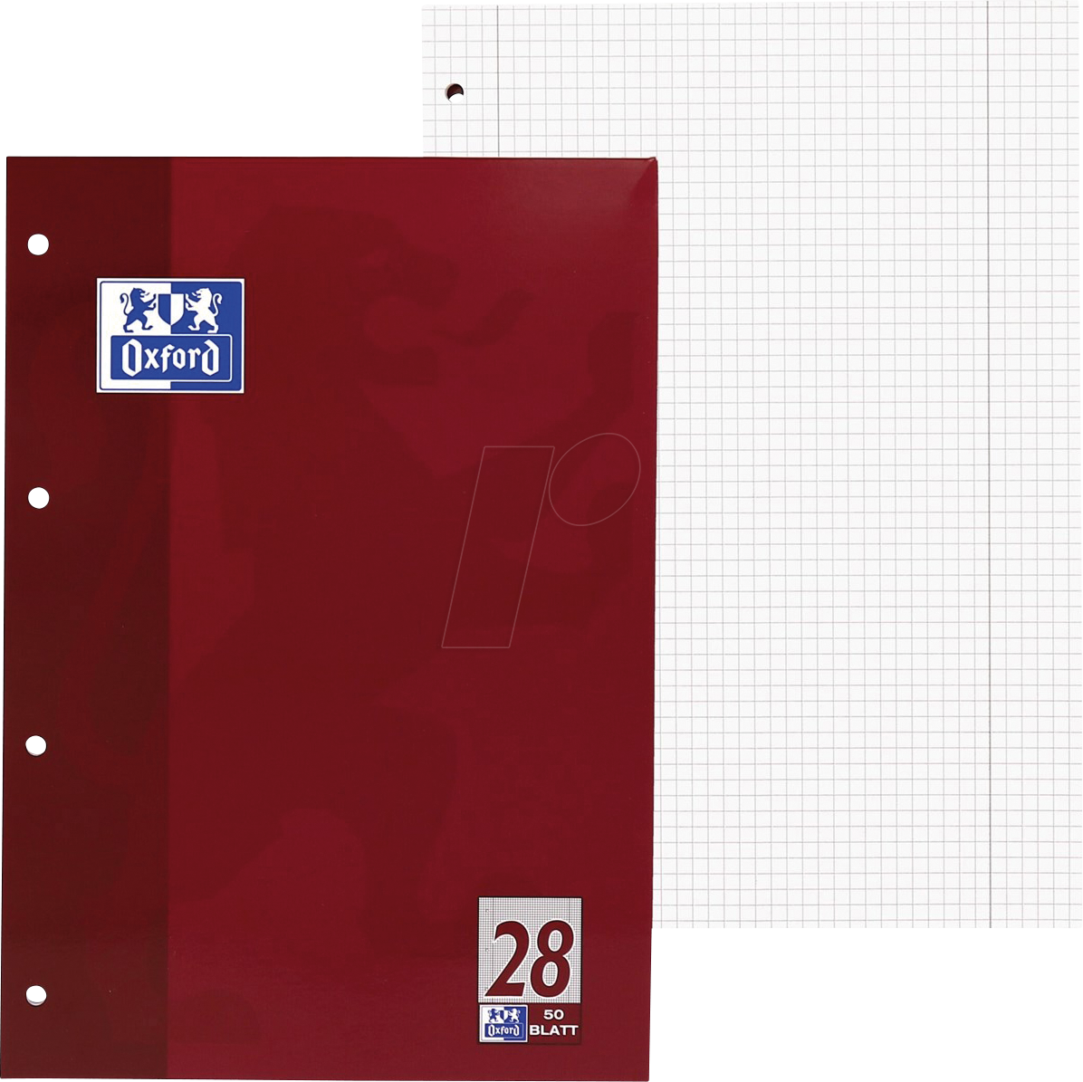 OXFORD 100050353 - Briefblock A4, kariert, 50 Blatt, Lineatur 28, gelocht