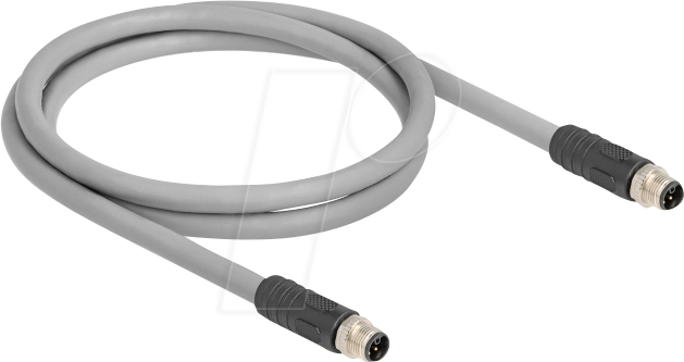 DELOCK 80532 - M12 Kabel L-kodiert 5 Pin Stecker zu Stecker PUR 1 m