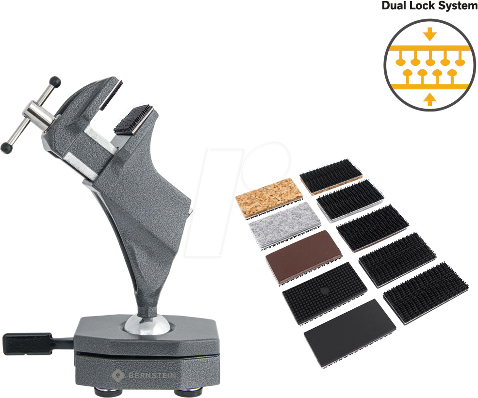 BERN 9 287 KS1 - Kugelgelenk-Schraubstock mit Klett-Schonbacken-Set und Magnet