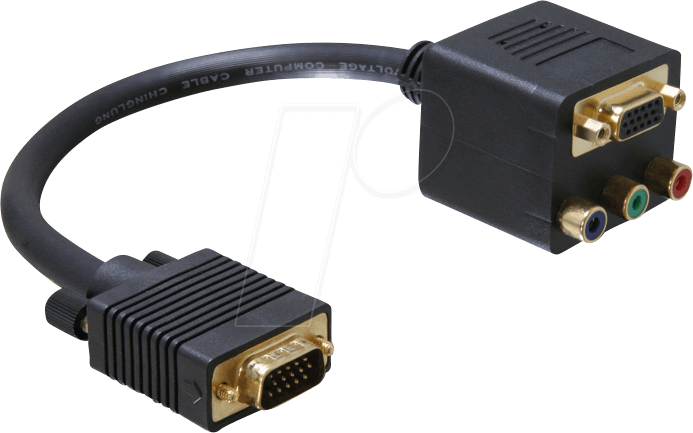 DELOCK 65059 - VGA Adapter, VGA Stecker auf VGA Buchse/ 3x Cinch Buchse
