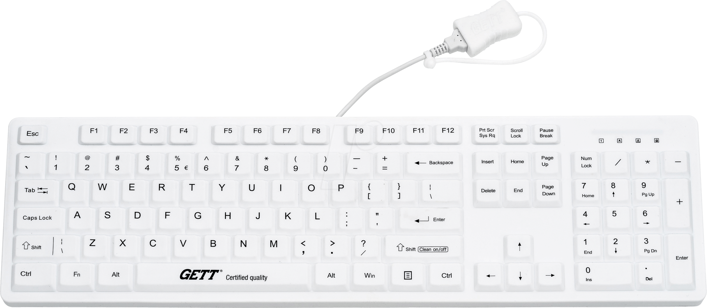 GETT KG25219 - Tastatur, USB, weiß, IP68, desinfizierbar