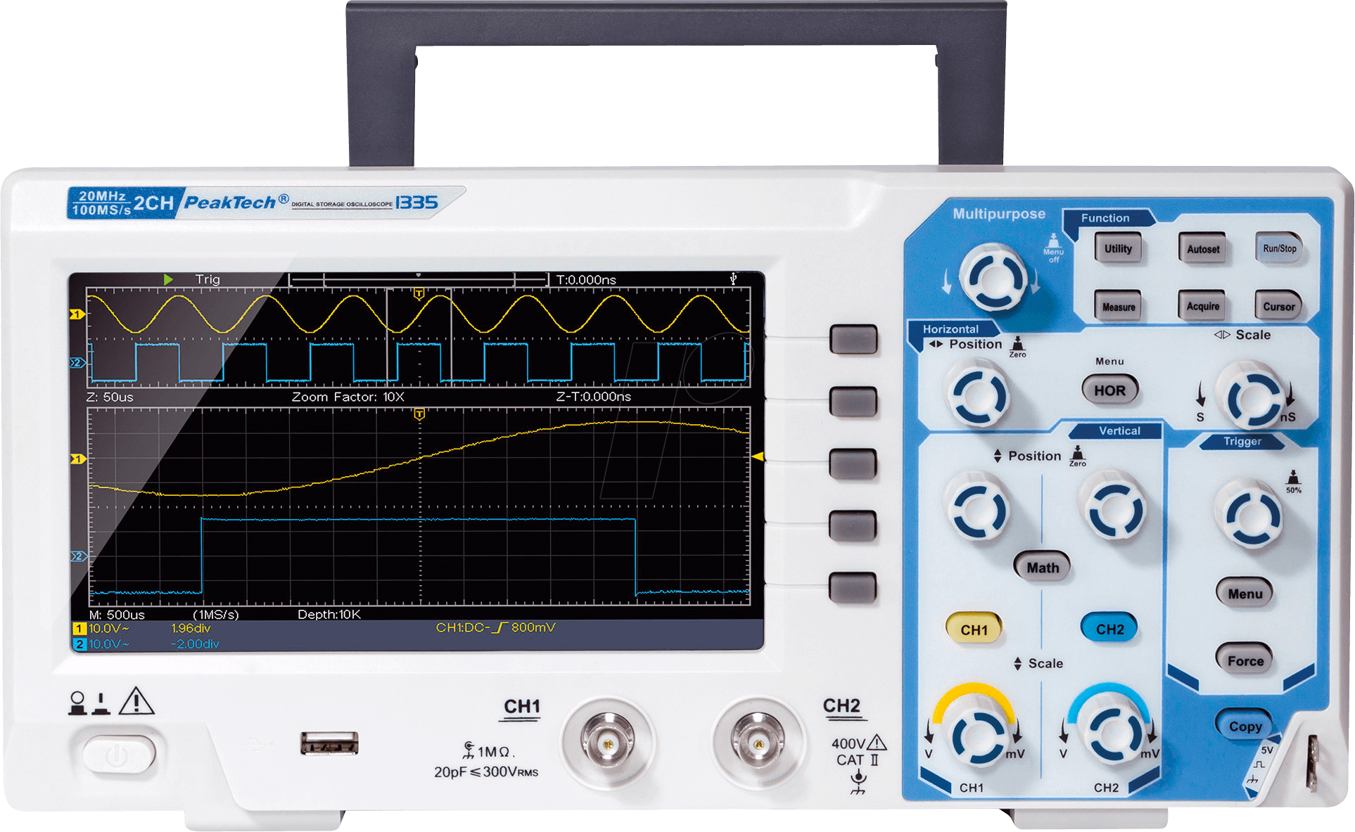 PEAKTECH 1335 - Digital-Speicher-Oszilloskop, 20 MHz, 2 Kanäle