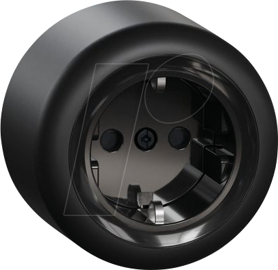 ELSO WDE015976 - Steckdose, 1-fach, Aufputz, komplett, schwarz, rund, Renova