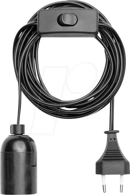 LM 9802S - Lampenfassung E27 mit Schalter, 3,5m Kabel Stecker, schwarz