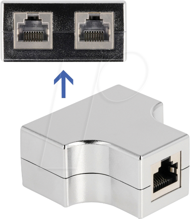 DELOCK 87860 - RJ45 Splitter / T-Adapter, 1x RJ45 Buchse zu 2x RJ45 Buchse Cat.