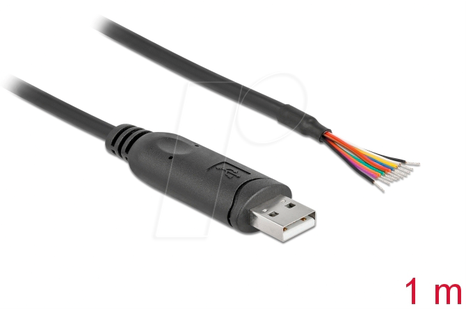 DELOCK 90524 - USB 2.0 Konverter, A auf 1x RS-232, 9x offene Enden, 1 m