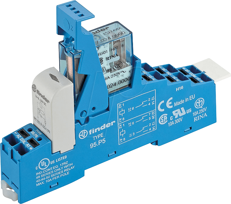 FIN 48.P5.9 24V - Koppelrelais Push-In, 2 CO, 8 A, 24 V DC