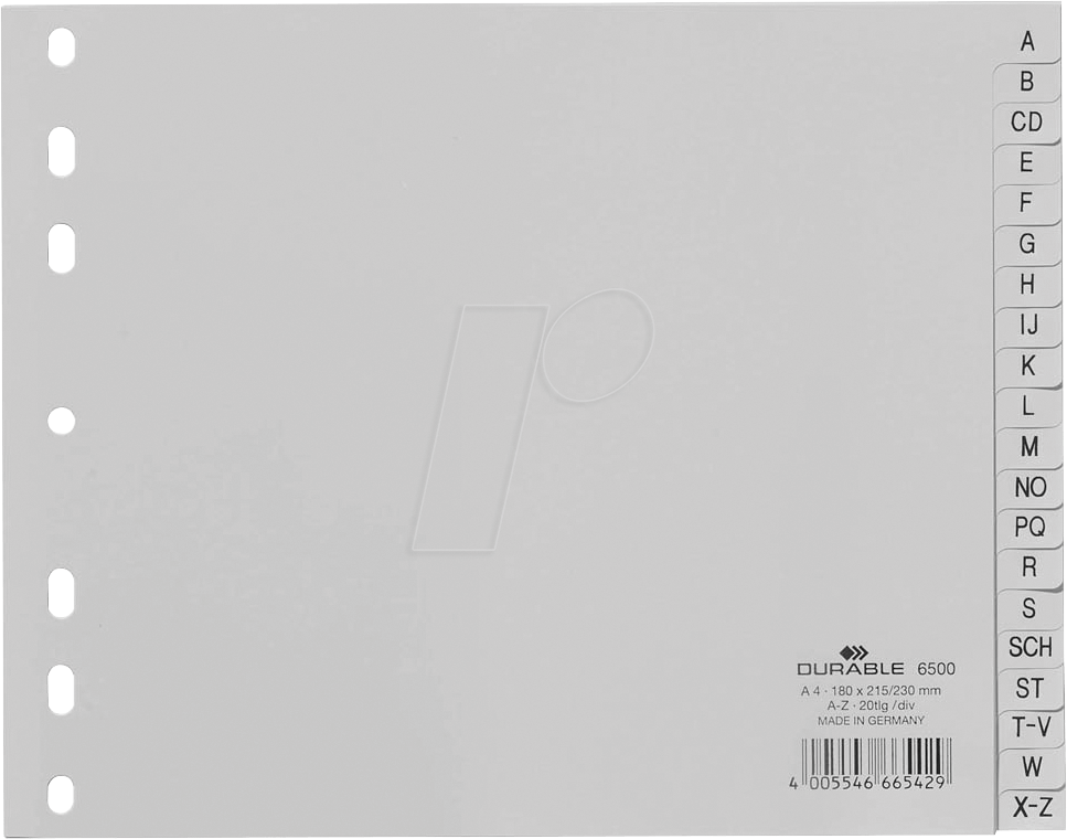 KREG A4Q A-Z - Kunststoffregister, A4 Quer (A-Z)