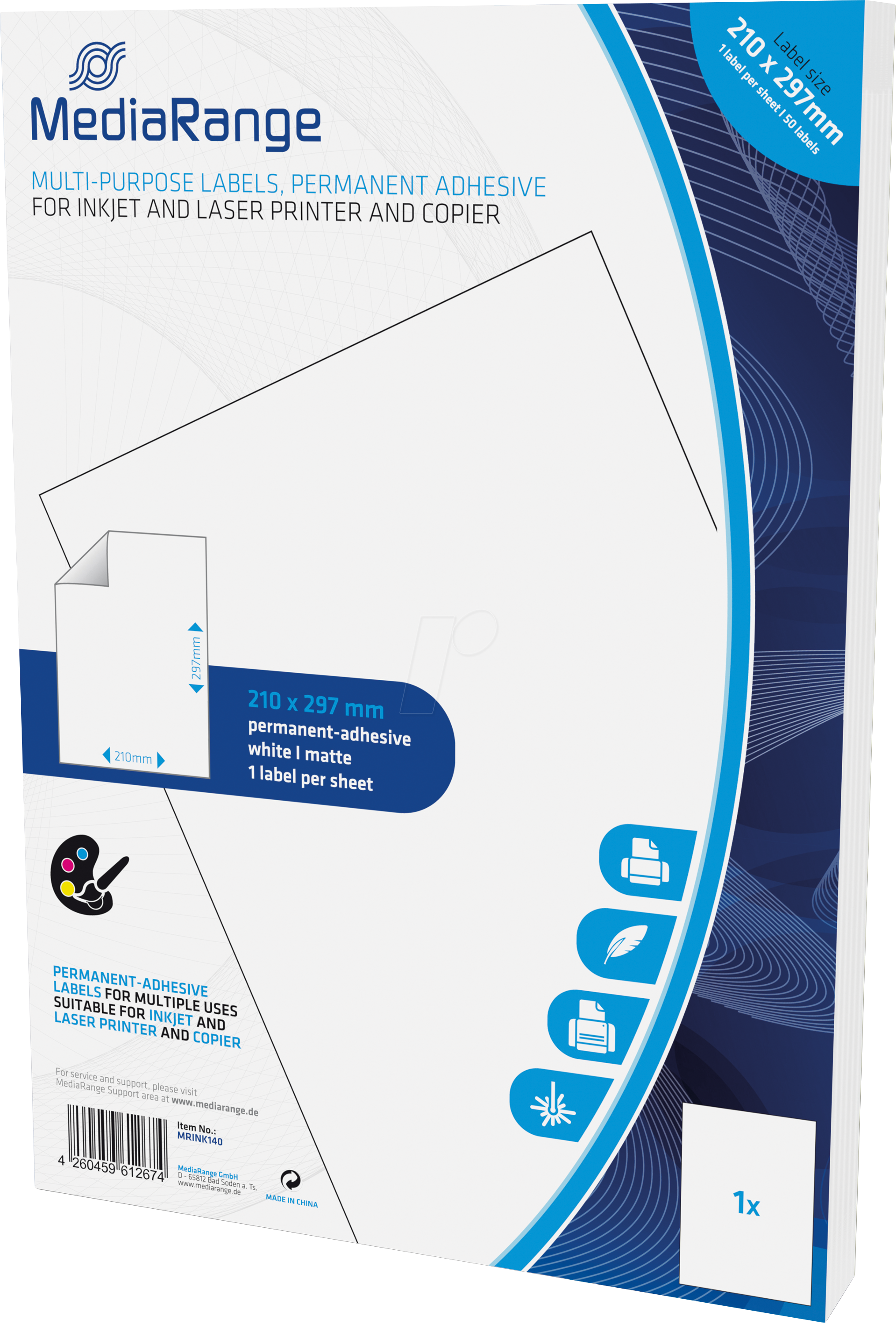 MR INK140 - Universal-Etiketten, 210 x 297 mm, 50 Stück, weiß