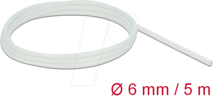 DELOCK 18929 - Schutzschlauch, Glasfasergeflecht, 5 m x 6 mm, weiß