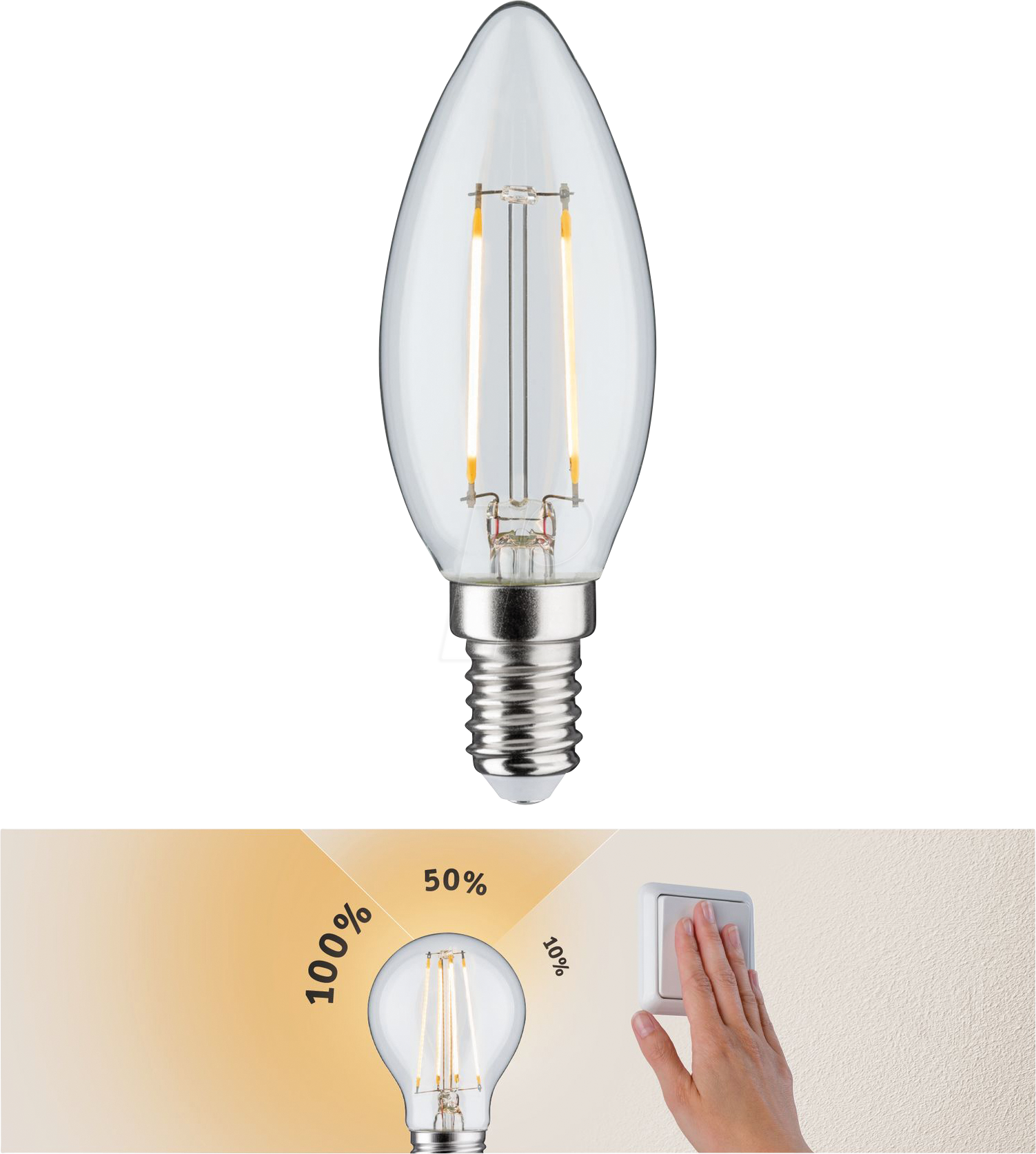 PLM 28572 - LED-Filamentlampe E14, 2,5 W, 250 lm, 2700 K, dimmbar