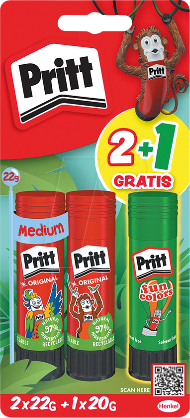 PRITT 9HPBS2B - Klebestift, das Original, 2x 22g, 1x 20g grün