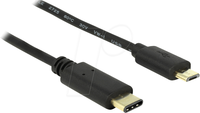 DELOCK 83334 - USB 2.0 Kabel, C Stecker auf Micro B Stecker, 2 m