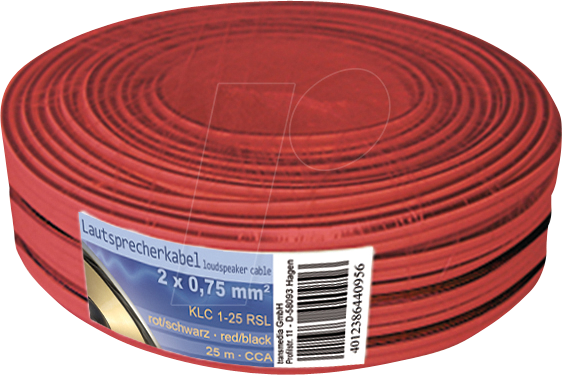 TME KLC1-25 RSL - Lautsprecherkabel CCA-Leiter, 2x0,75mm², rot/schwarz, 25m-Ring