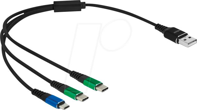 DELOCK 87883 - Ladekabel, USB-A -> micro USB & 2x USB-C, 0,3 m