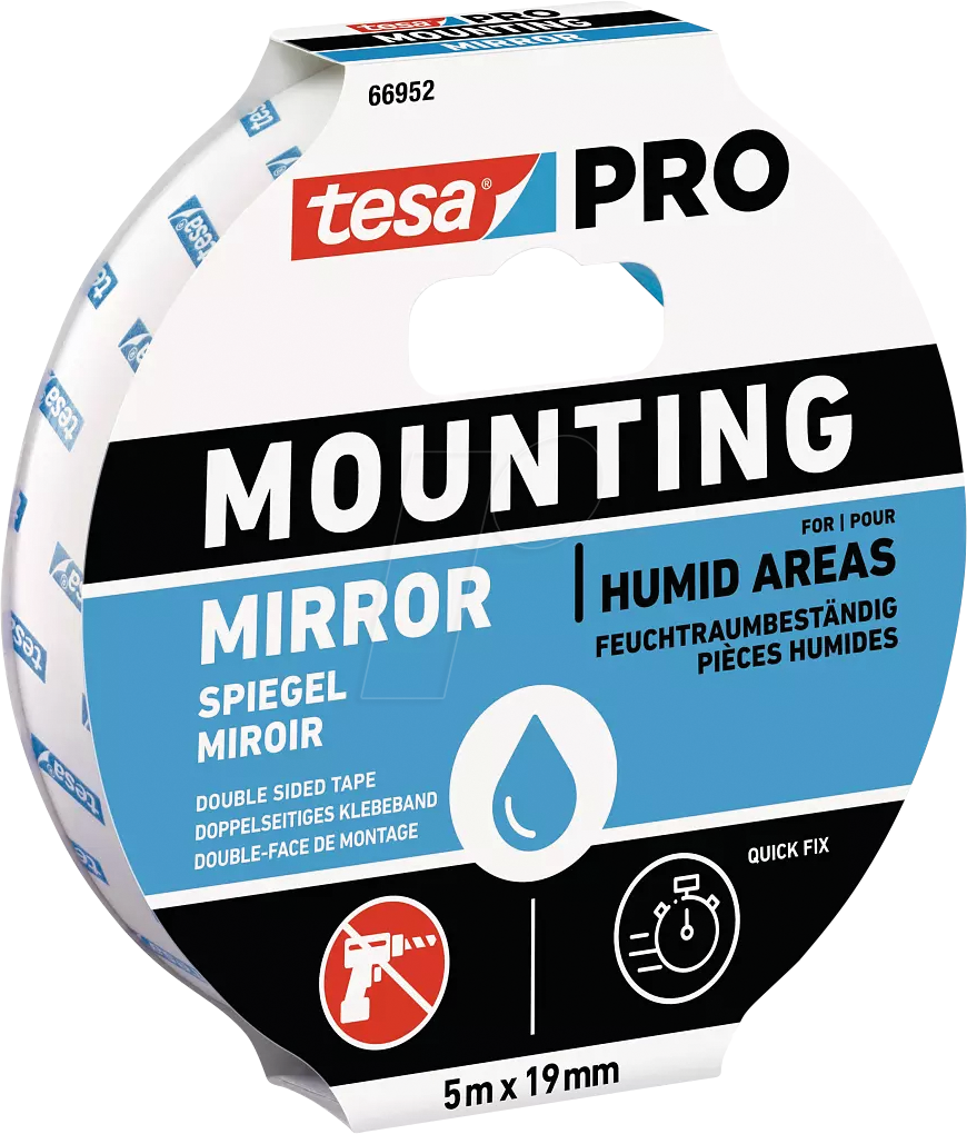 TESA 66952-1 - Montageband tesa PRO Spiegel, 5 m x 19 mm, weiß