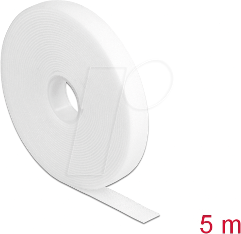 DELOCK 18377 - Klettband auf Rolle, 5 m x 13 mm, weiß
