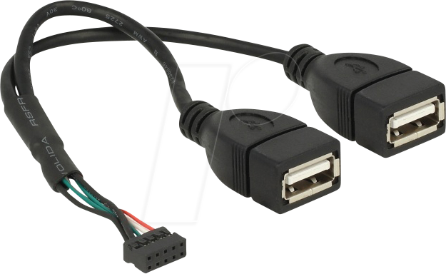 DELOCK 84933 - USB 2.0 Kabel 10-pin Header 2,00 mm > 2x USB 2.0 Typ-A Buchse 20