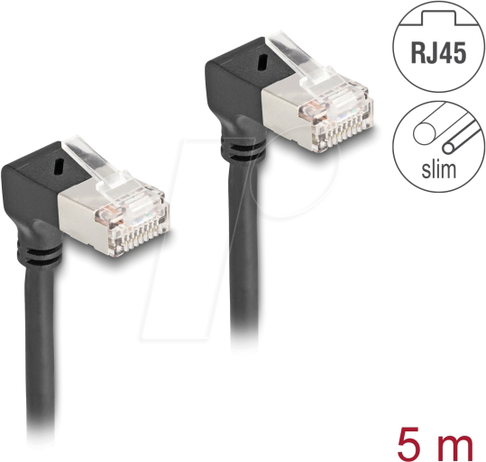 DELOCK 80302 - Cat.6a Patchkabel, S/FTP, unten / unten gewinkelt, 5 m