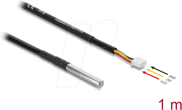 DELOCK 91386 - Temperaturfühler-Kabel, DS18B20, 3 Pin Pfostenbuchse, 1 m