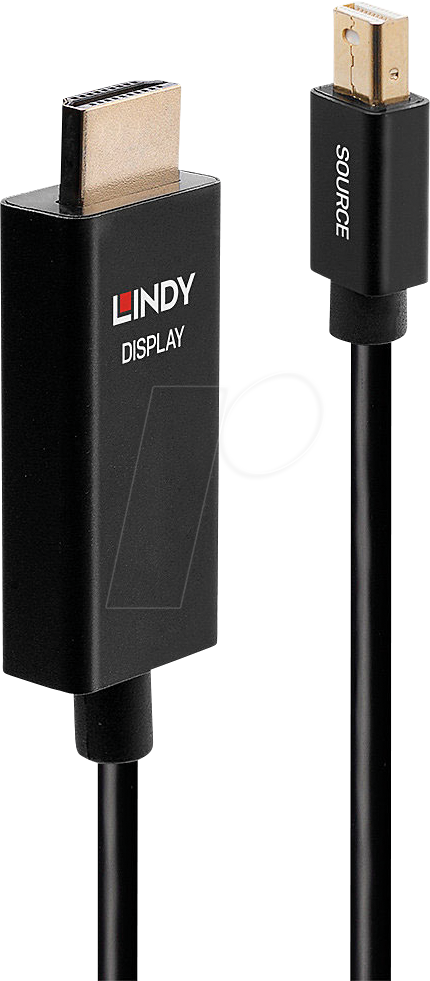 Thumbnail - LINDY 40922 - Mini DP 1.2 auf HDMI A Stecker, 2,0 m, aktiv, HDR, 4K/60Hz,