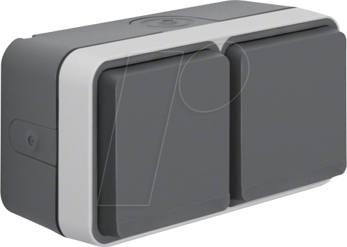 Thumbnail - BERKER 47753525 - Steckdose 2fach waag. m. Klappd. AP, 4 Schieber, W.1,grau