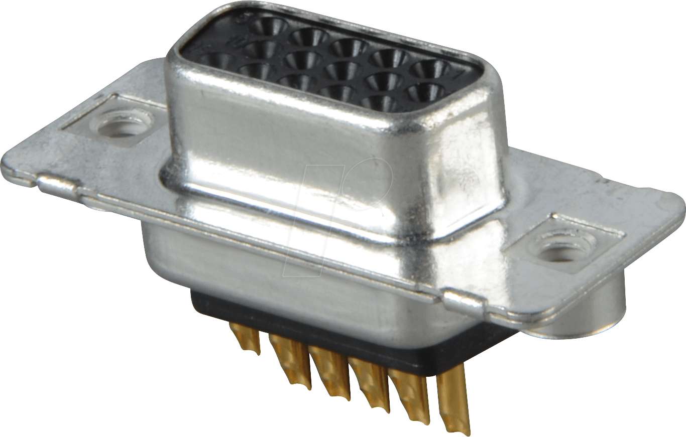 HD 15F LGK - D-SUB-Buchse, High Density, 15-polig, Löt, gedr.