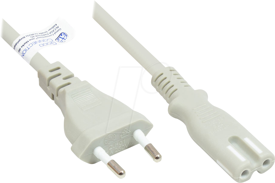 GC P0370-GR010 - Euro-Stecker Typ C auf C7 , grau, 0,75 mm², 1 m