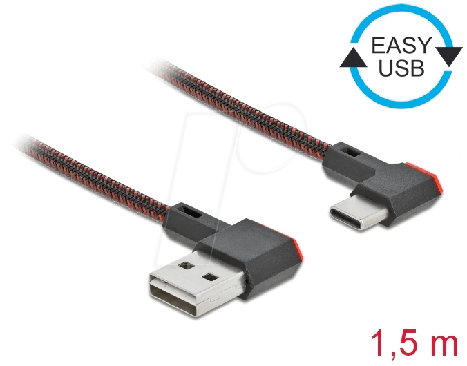 DELOCK 85282 - USB 2.0 Kabel, Easy A St. auf C St,, gew., 1,5 m