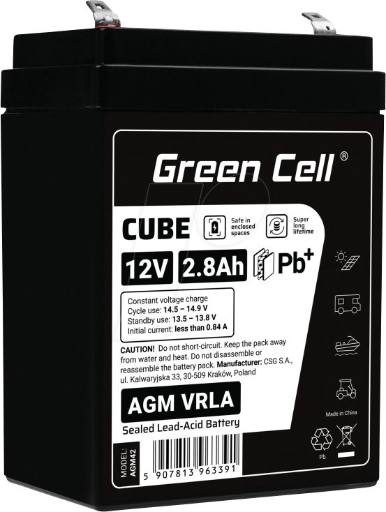 GC AGM42 2.8AH - Blei-Vlies-Akku, AGM, 12V, 2,8 Ah