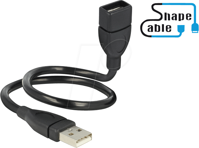 DELOCK 83498 - USB 2.0 Kabel, A Stecker auf A Buchse, Shape, 0,35 m