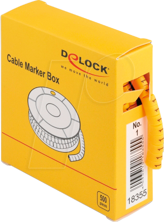 DELOCK 18355 - Kabelmarker Box, Nr: 1, gelb, 500 Stück