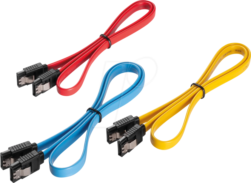 X-SATA020-030-3 - Kabel-Set SATA 6 Gb/s St. > St. 50 cm rot/gelb/blau