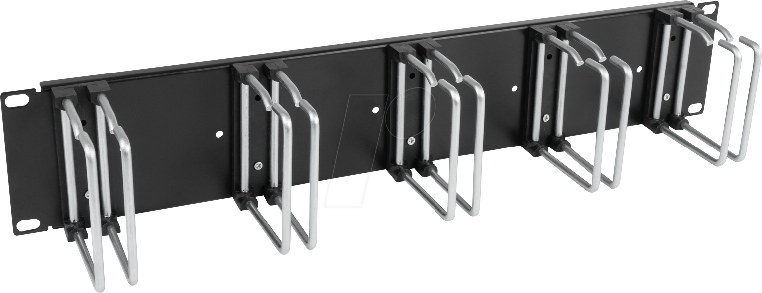 EFB 699983TS1 - 19'' 2HE Kabelführungspanel, 5x Doppelbügel, 75 mm, schwarz