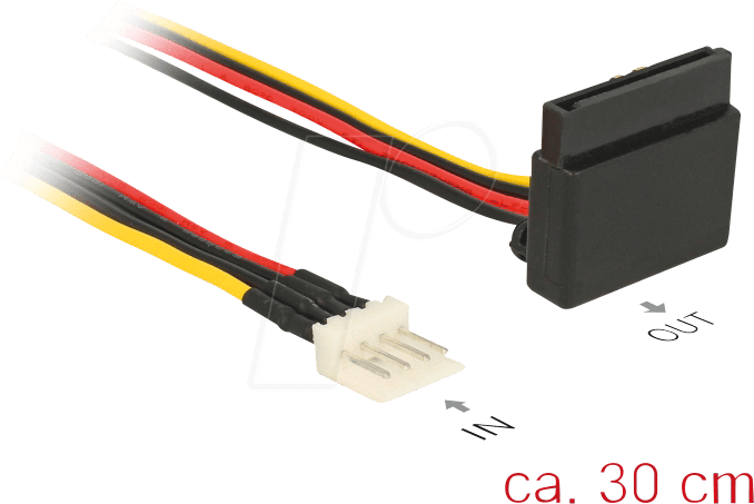 DELOCK 85511 - Kabel Power SATA 15 Pin Latchtype oben gewinkelt > Floppy 4 Pin