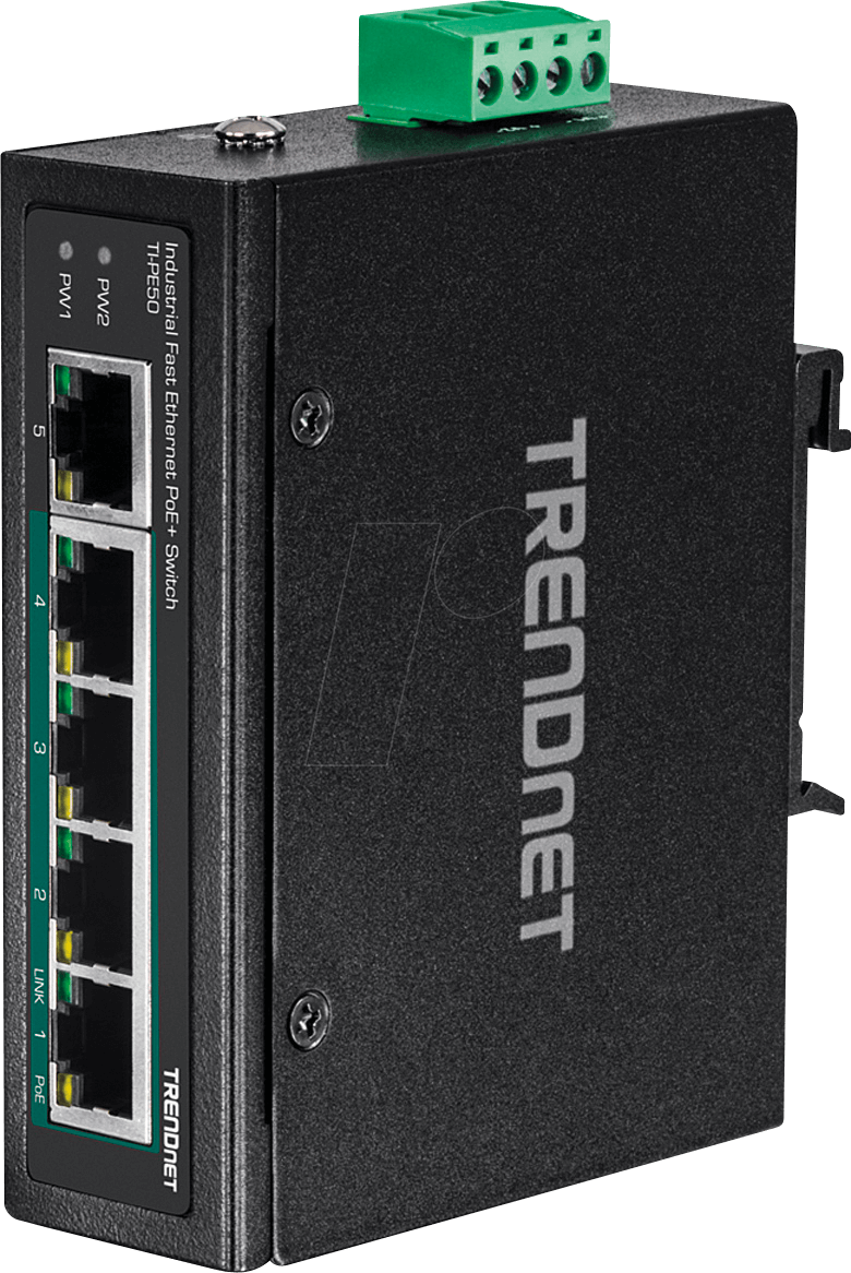 TRN TI-PE50 - Switch, 5-Port, Fast Ethernet, PoE+
