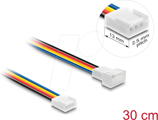 DELOCK 90870 - Delock Verlängerungskabel 3 Pin, Steckerlänge 13 mm, 30 cm