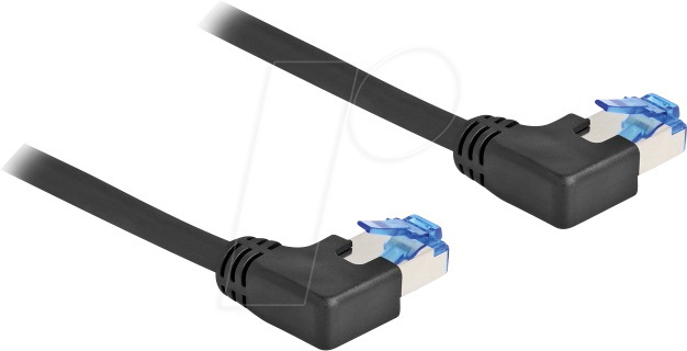 DELOCK 80209 - Patchkabel, Cat.6a, S/FTP, links gewinkelt, 0,5 m, schwarz
