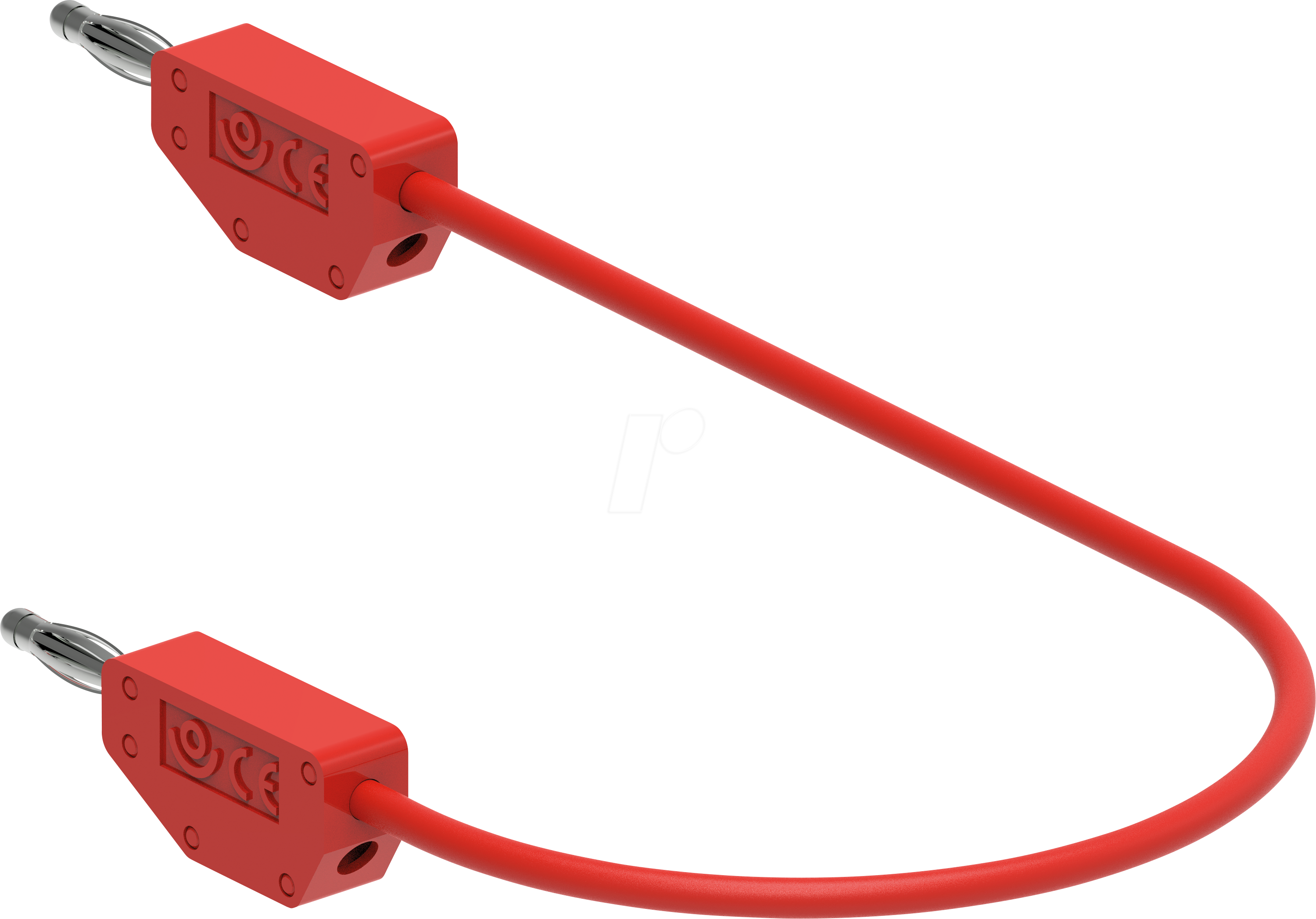 PJP 214-50-R - Messleitung mit Bananensteckern, stapelbar, 0,4 mm², 0,5 m, rot
