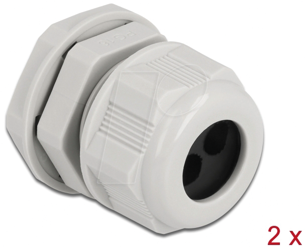 DELOCK 60370 - Kabelverschraubung PG16 für 2x Rundkabel, gr, 2 Stk